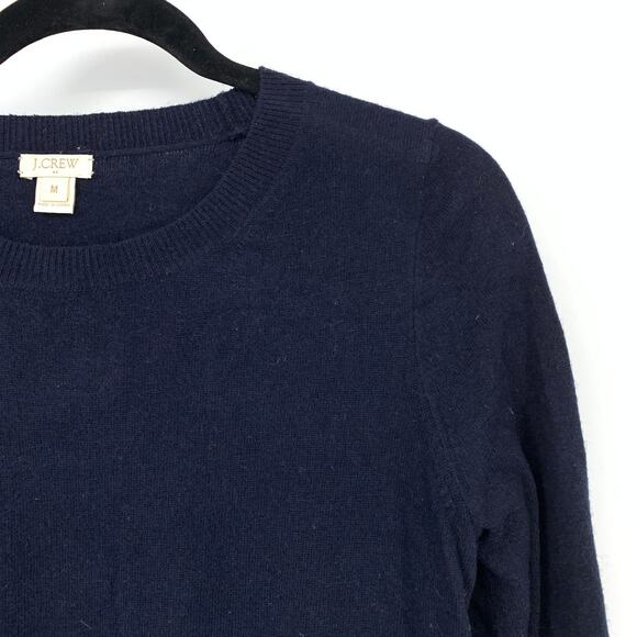 J.Crew Factory Crew Neck Sweater Womens Sz M Navy Blue Cat Graphic Wool Blend - Picture 3 of 7